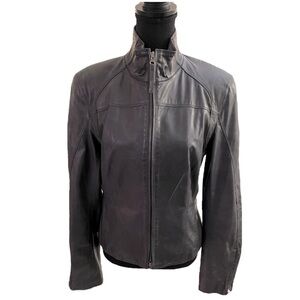 Express Gray Leather Jacket Vintage Large